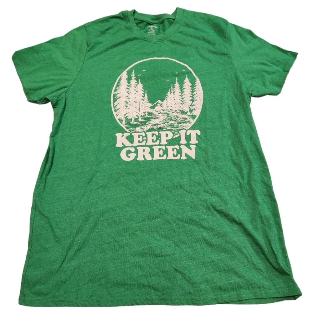 🔥FINAL PRICE🔥NEVER WORN "KEEP IT GREEN" SLOGAN SHORT SLEEVE T-SHIRT SZ 2XL